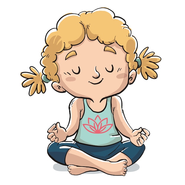 Enfant Dans L Illustration De Posture De Yoga Vecteur Premium