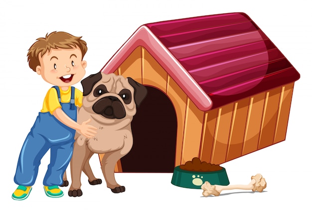 Enfants avec des animaux sur fond isolé Vecteur gratuit