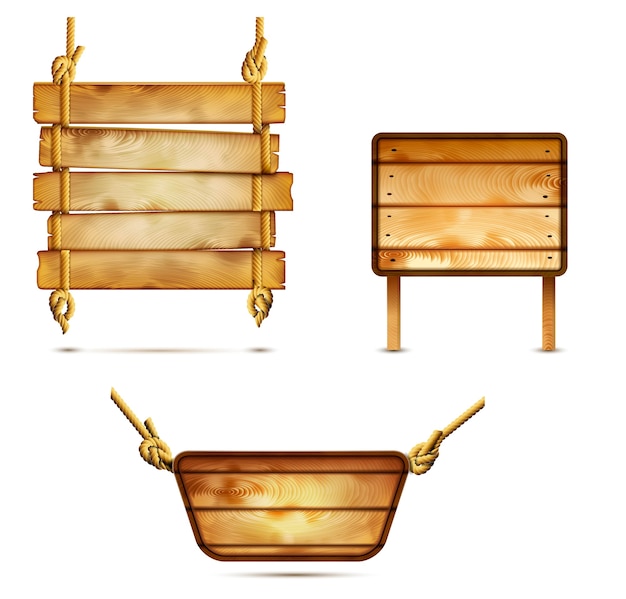 Enseignes en bois Vecteur Premium