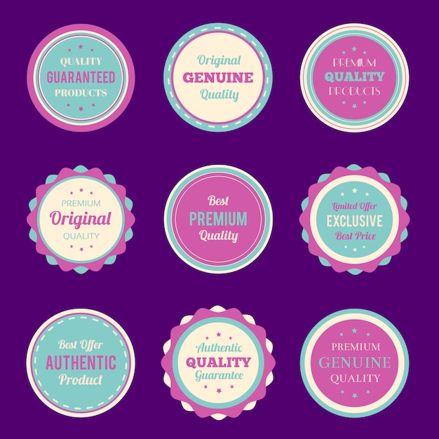 Ensemble De Badges Et étiquettes Colorées  Vecteur Premium