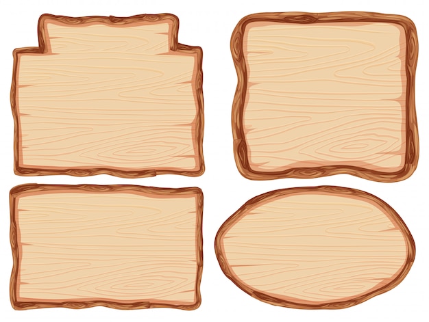 Ensemble de bannière en bois Vecteur Premium