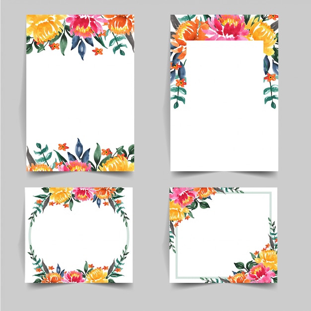 Ensemble de belle fleur aquarelle pour faire-part de mariage Vecteur Premium