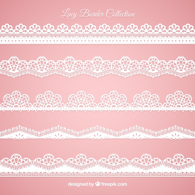 Ensemble De Bords De Dentelle Dans Un Design Plat Vecteur gratuit