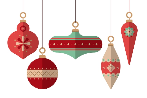 Ensemble De Boules De Noël Design Plat Vecteur gratuit