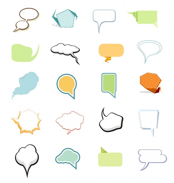 Ensemble de bulles de bande dessinée et d'éléments de style différent Vecteur Premium