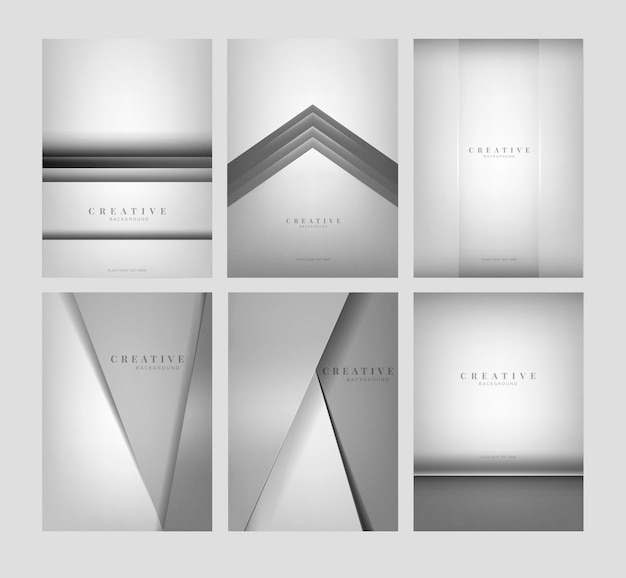 Ensemble de conceptions de fond créatif abstrait en gris clair Vecteur gratuit