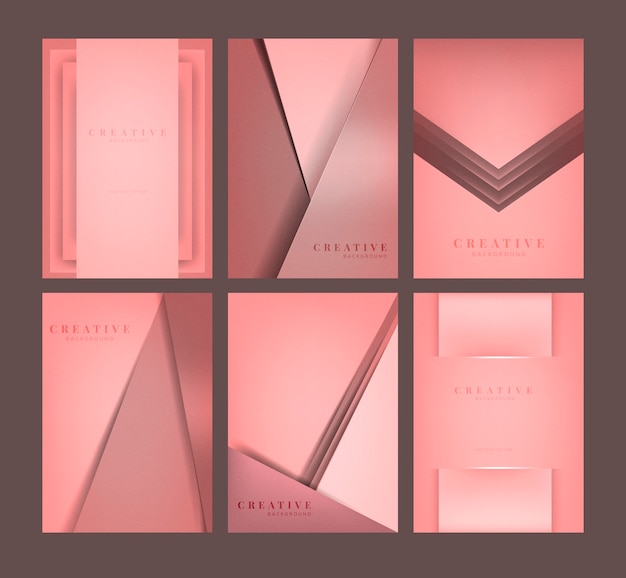 Ensemble de conceptions de fond créatif abstrait en rose Vecteur gratuit