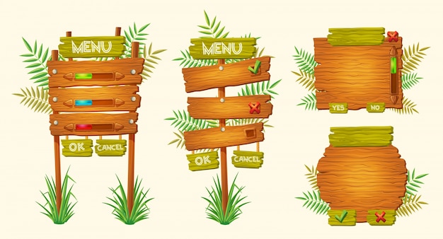 Ensemble de dessins animés vectoriels en bois de diverses formes Vecteur gratuit Ensemble de dessins animés vectoriels en bois de diverses formes Vecteur gratuit