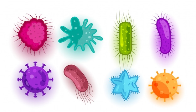 Ensemble de différentes formes de virus et de bactéries Vecteur gratuit