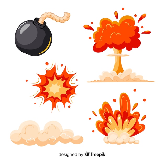 Ensemble d'effets d'explosion de bombe Vecteur gratuit