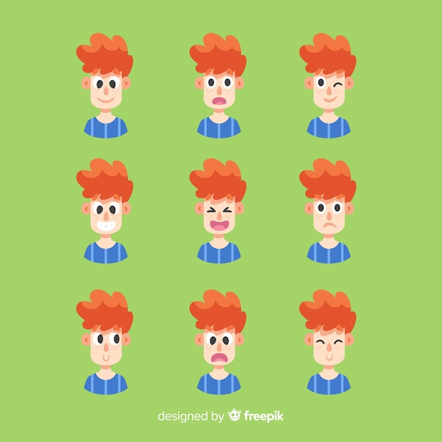 Ensemble d'expression du visage de différentes émotions Vecteur gratuit