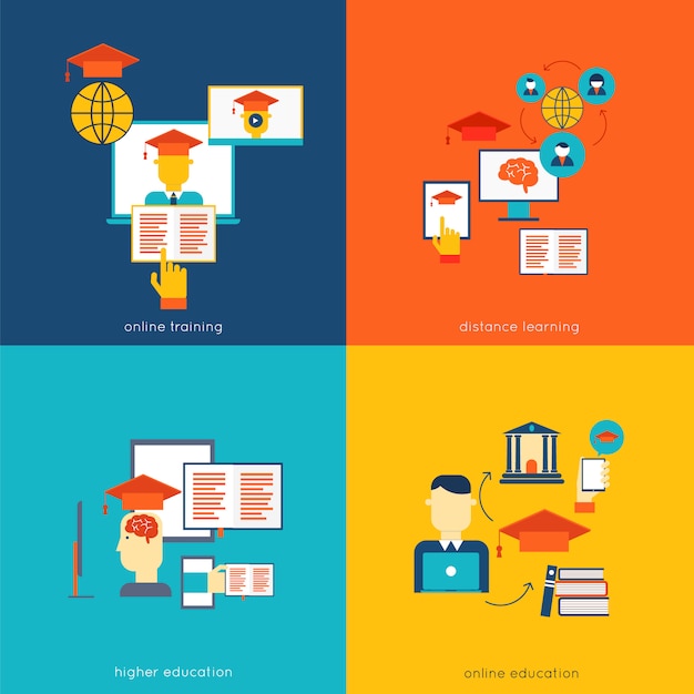 Ensemble d'icônes concept design plat pour web et services mobiles et applications vector illustration Vecteur gratuit