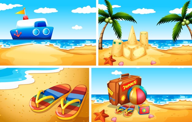 Ensemble Dillustrations De Plage De Sable Vecteur Gratuite