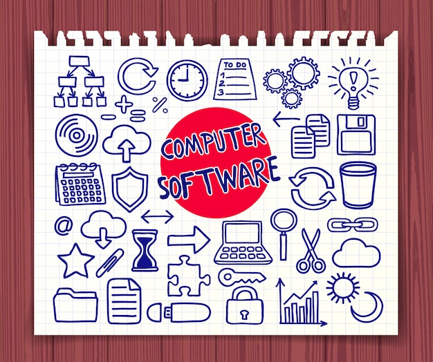 Ensemble de logiciels informatiques Vecteur Premium