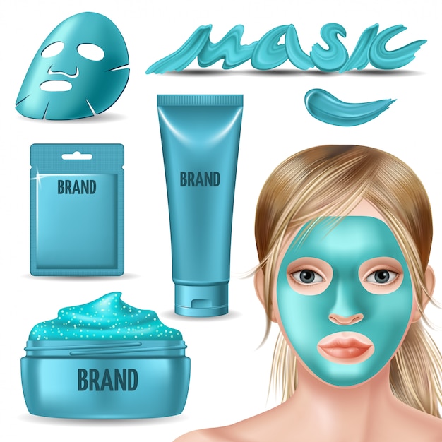 Ensemble De Masque En Aluminium Bleu Et Gommage Pour Publicité 