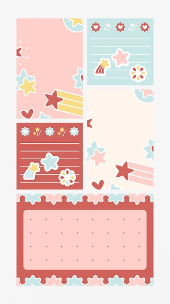 Ensemble de mémo star design mignon Vecteur gratuit