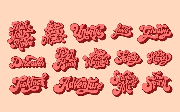 Ensemble mixte de typographie de mots de motivation Vecteur gratuit