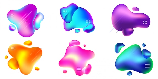Ensemble de modèle de badge liquide abstrait Vecteur Premium