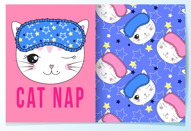 Ensemble de modèles de chat mignon dessinés à la main Vecteur Premium