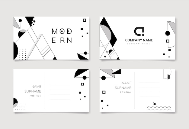 Ensemble de modèles noir et blanc moderne abstrait Vecteur gratuit