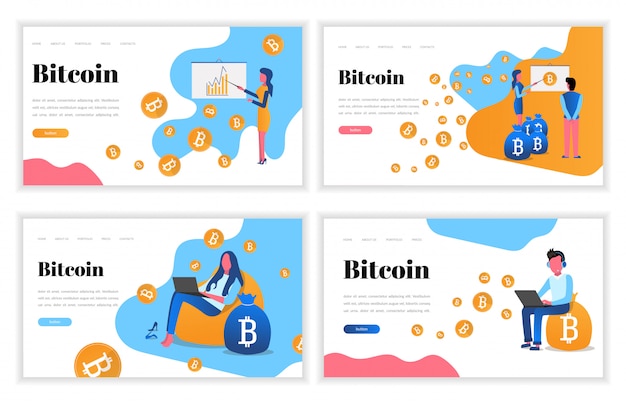Ensemble de modèles pour le site web cryptocurrency Vecteur Premium
