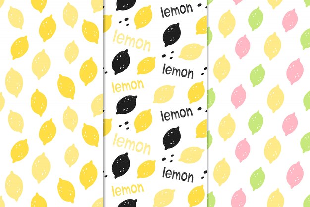 Ensemble de modèles sans soudure de vecteur avec des citrons. Vecteur Premium