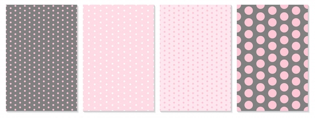 Ensemble De Motifs De Points Fond De Bebe Couleur Rose Illustration Motif A Pois Vecteur Premium