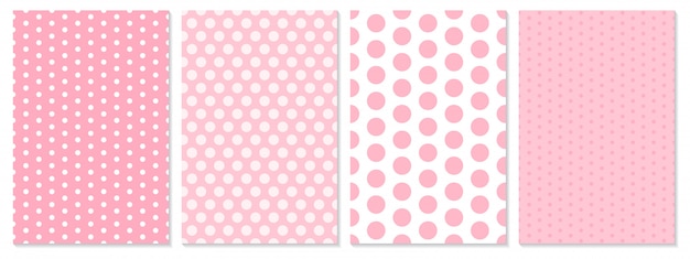 Ensemble De Motifs De Points Fond De Bebe Couleur Rose Illustration Motif A Pois Vecteur Premium