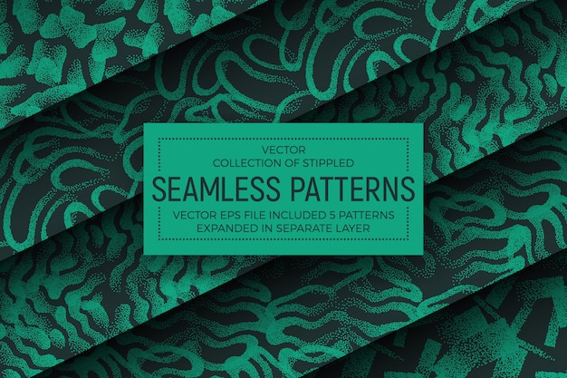 Ensemble de motifs sans soudure abstraites vertes abstraites Vecteur Premium