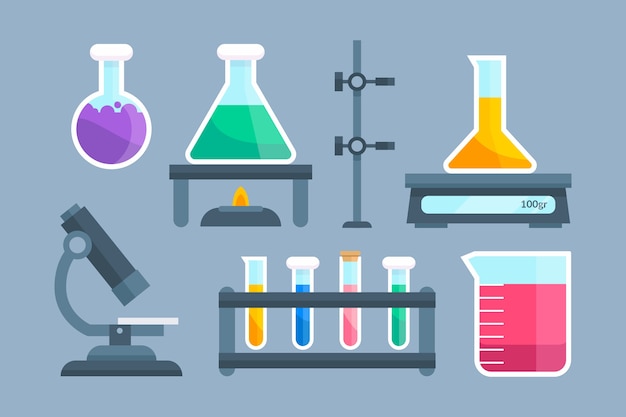 Ensemble Dobjets De Laboratoire Scientifique Vecteur Gratuite 