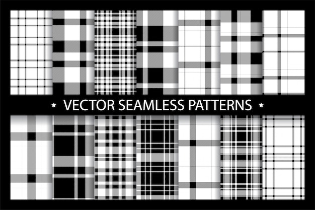Ensemble orné sans couture de modèle de plaid Vecteur Premium