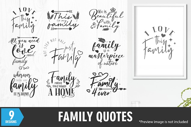 Ensemble De Phrases Famille Citations Vecteur Premium