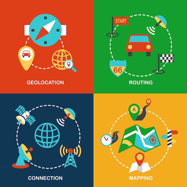 Ensemble plat de navigation mobile Vecteur gratuit