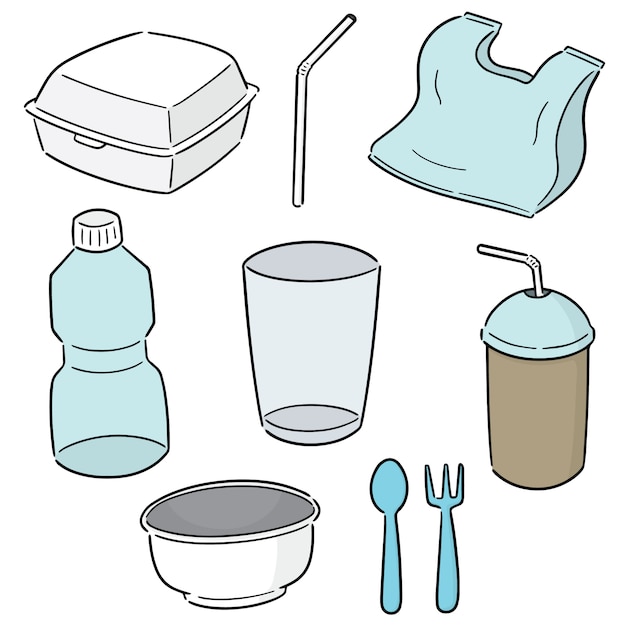 Ensemble de produit non biodégradable Vecteur Premium