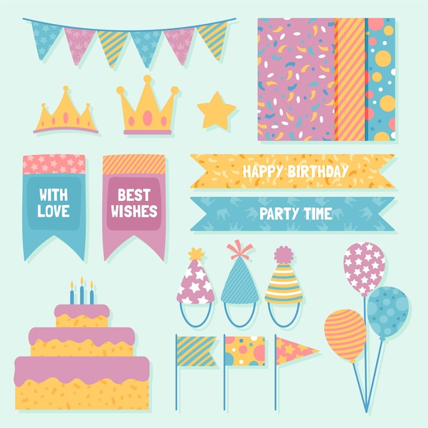 Vecteur Gratuite Ensemble De Scrapbooking Anniversaire