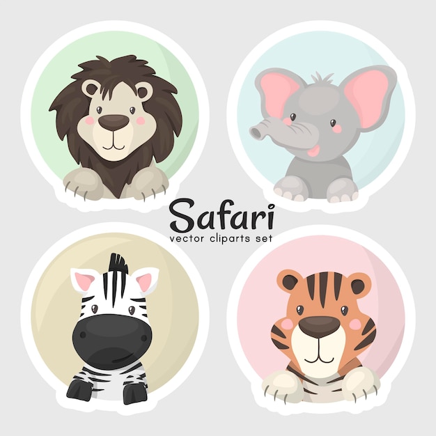 Ensemble De Tetes D Animaux De Safari Bebe Mignon En Format Vectoriel Tres Facile A Modifier Objets Individuels Vecteur Gratuite