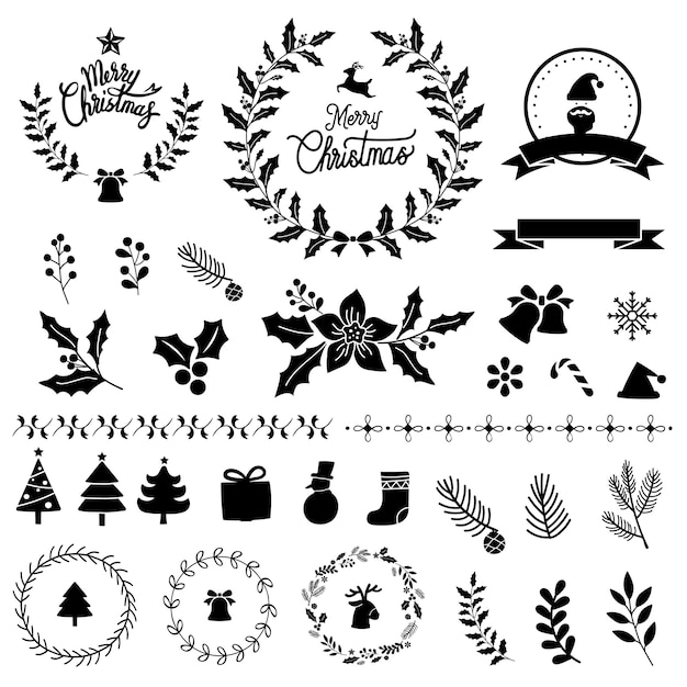 Ensemble de vecteur d'éléments de conception de noël Vecteur gratuit