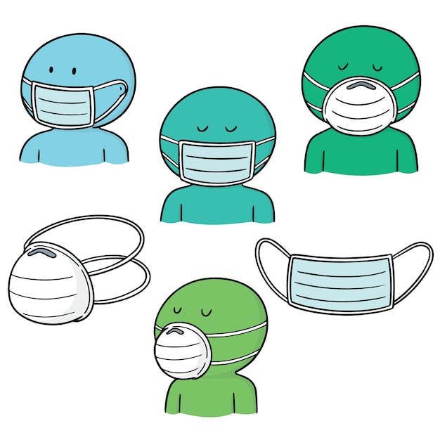 Ensemble de vecteurs de masque de protection médical Vecteur Premium