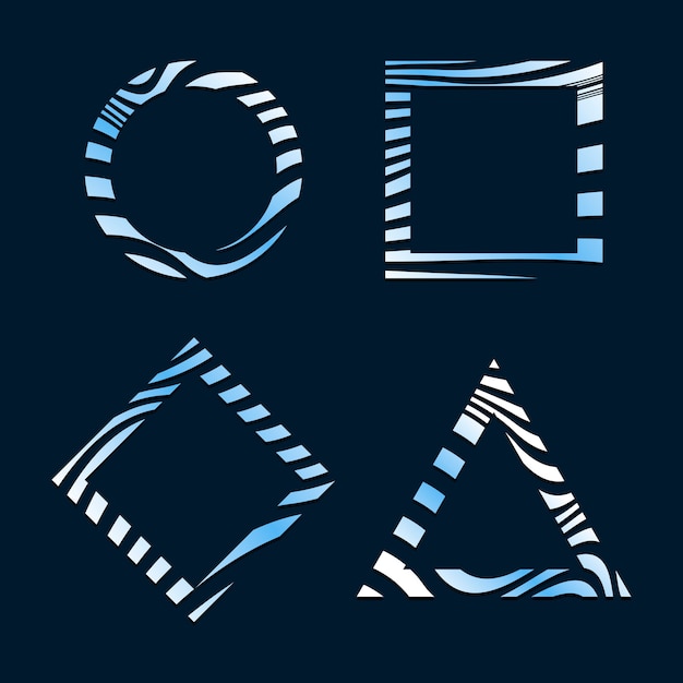 Ensemble de vecteurs de modèle de badge abstrait bleu Vecteur gratuit