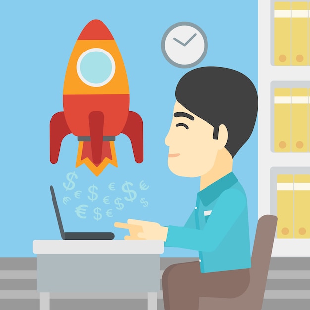 Entreprise prospère démarre illustration vectorielle. Vecteur Premium