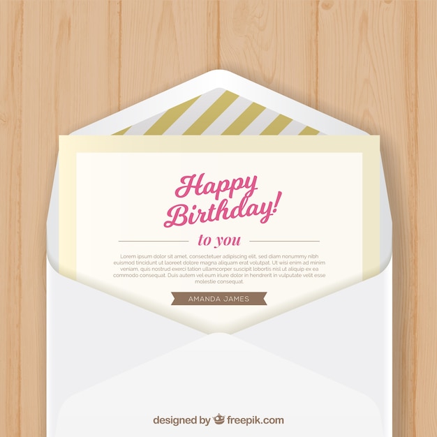 Enveloppe D Anniversaire Avec Carte De Voeux D Anniversaire Vecteur Gratuite