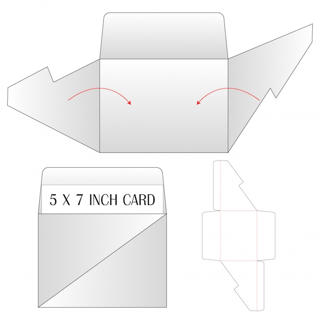 Enveloppe die cut maquette modèle illustration vectorielle. Vecteur Premium