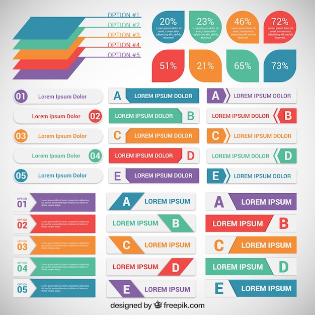 Étiquettes colorées infographiques  Télécharger des Vecteurs Premium