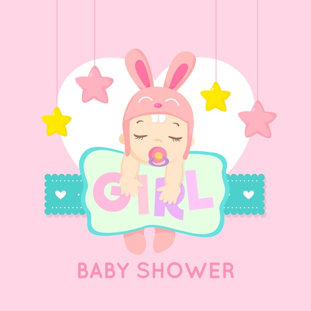 Evenement De Douche De Bebe Pour Le Theme De La Fille Vecteur Premium