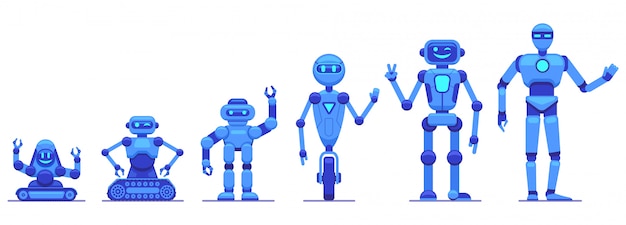 L Evolution Des Robots Progres De La Technologie Robotique Personnages De Robots Mecaniques Futuristes Ensemble D Icones D Illustration Evolution Technologie Robots L Evolution De La Machine Futuriste Du Robot L Intelligence Cyborg Vecteur Premium