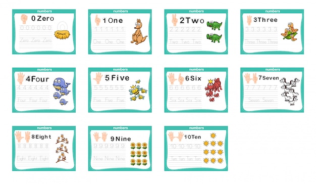 Exercice de connexion de points et de chiffres imprimables pour le préscolaire et la maternelle Vecteur Premium