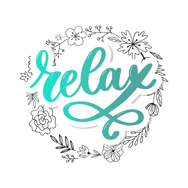 Expression De Lettrage Typographie Dessiné Main Relax Isolé Vecteur Premium