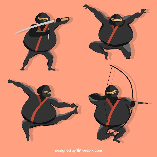fat sneaky ninja silhouettes