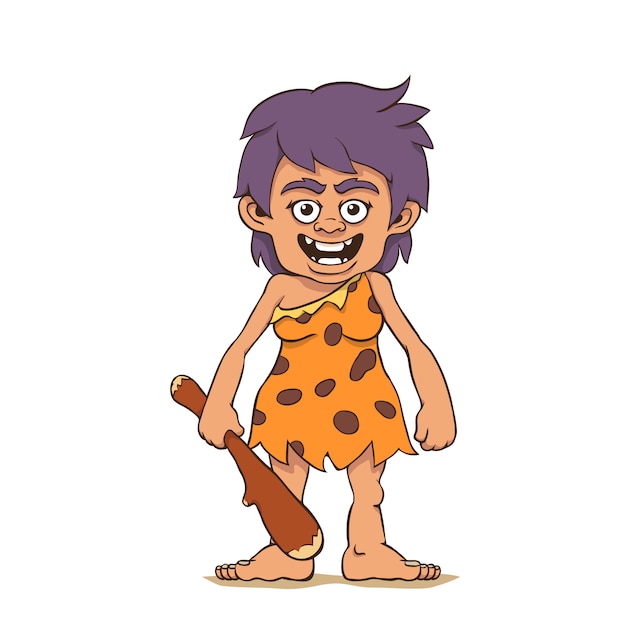 Femme des cavernes Vecteur Premium