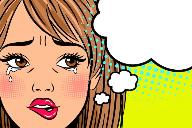 Femme Qui Pleure Vecteur Premium